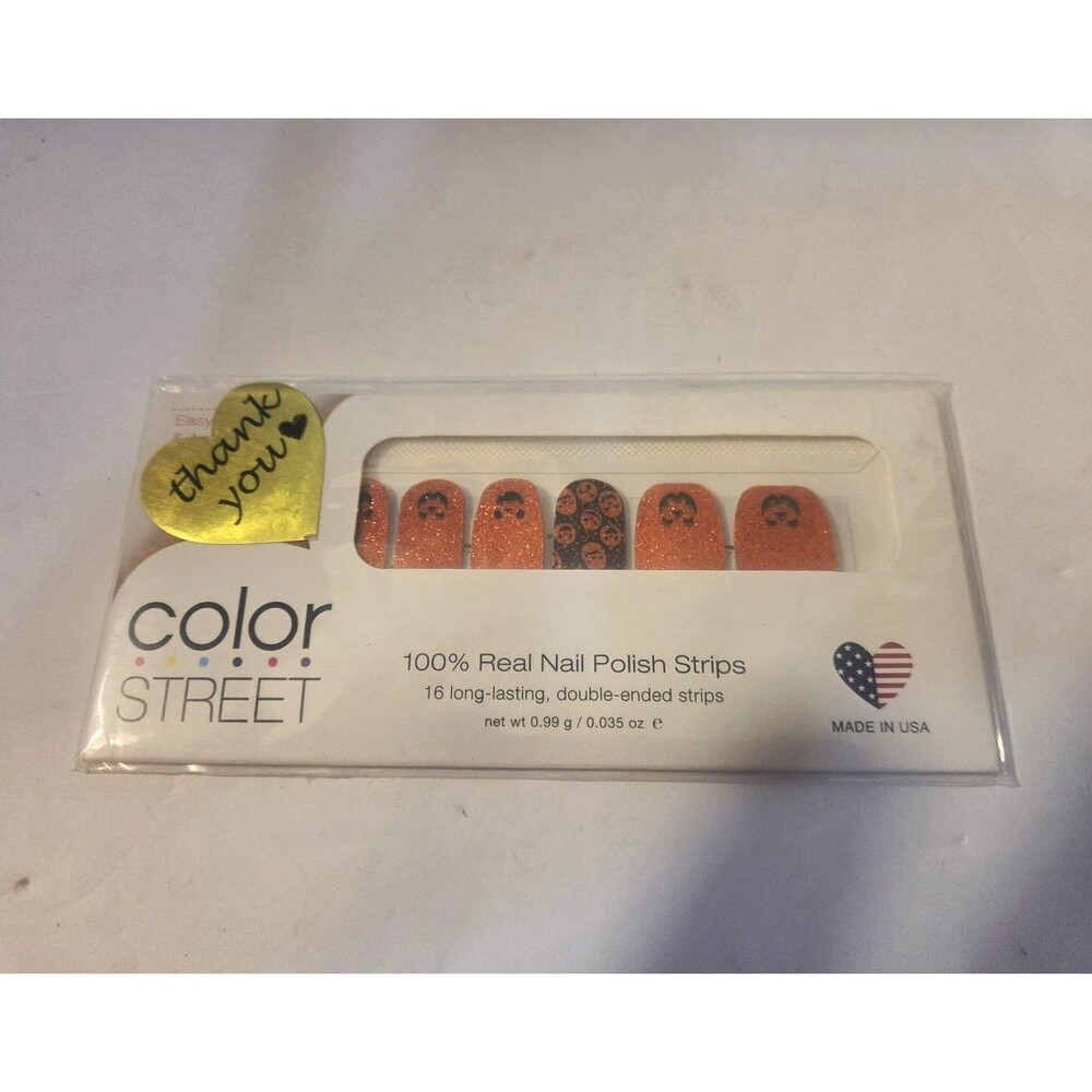 Color Street OH MY GOURD! Orange/Black Glitter Nail Polish Strips FDG238 0.035oz